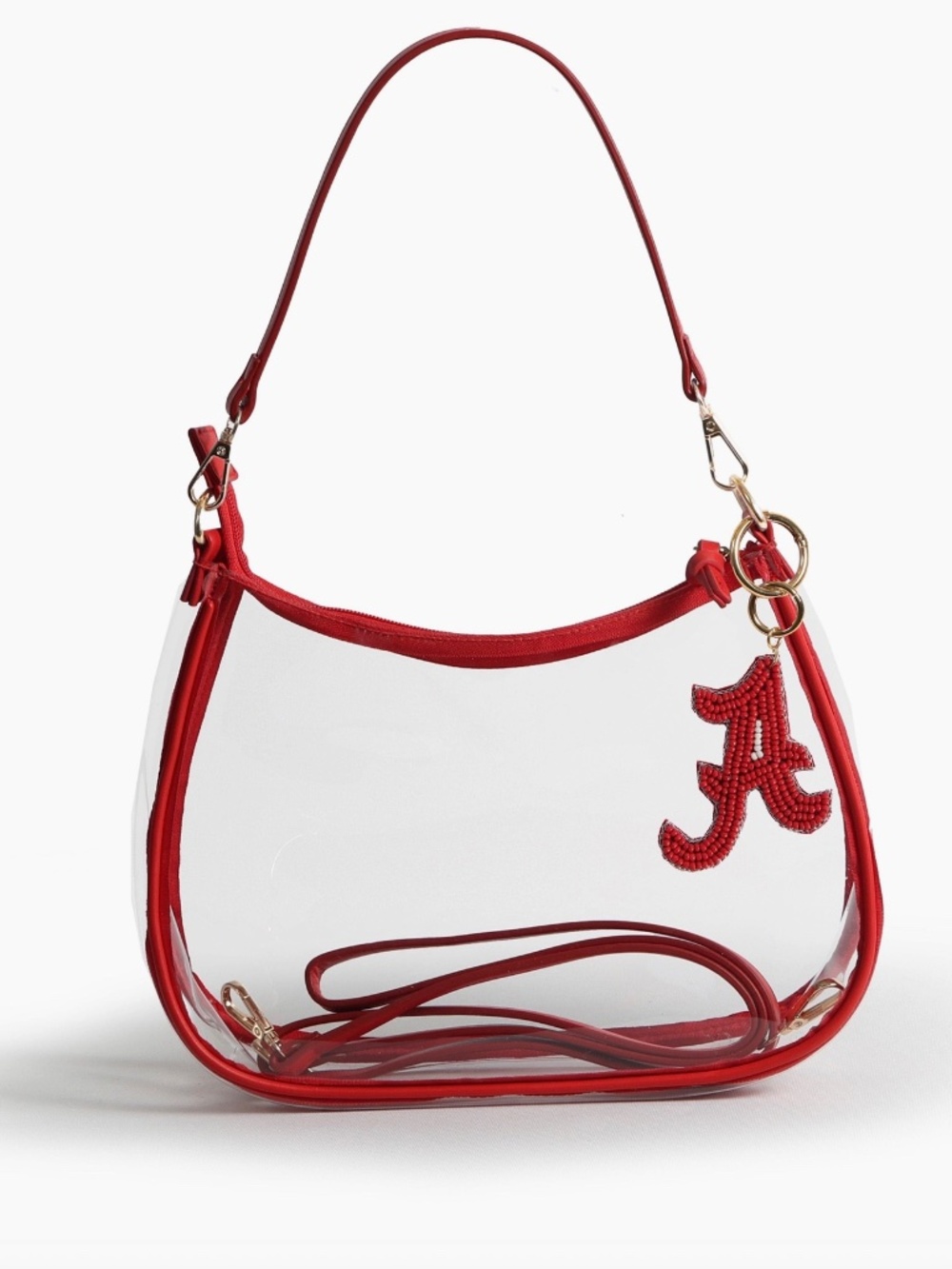 Clear Alabama Crimson Tide Purse with Beaded Charm Alabama Crimson Tide